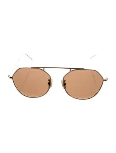 Pre-owned Krewe Aviator Tinted Sunglasses In Gold