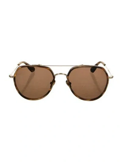 Pre-owned Krewe Aviator Tinted Sunglasses In Gold