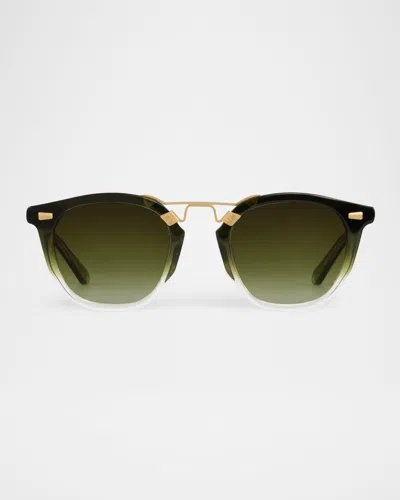 Krewe Beau Ii Acetate & Stainless Steel Round Sunglasses
