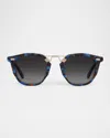 Krewe Beau Ii Acetate & Stainless Steel Square Sunglasses In Black