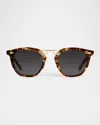 Krewe Beau Ii Acetate & Stainless Steel Square Sunglasses In Blue