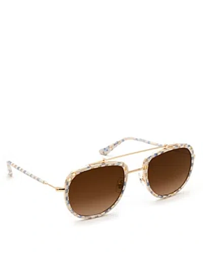 Krewe Breton Mixed-media Aviator Sunglasses In Multi/brown Gradient