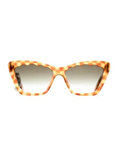 Pre-owned Krewe Brigitte Cat-eye Sunglasses In Brown