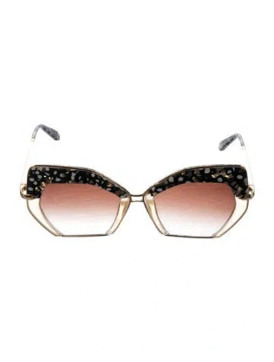 Pre-owned Krewe Cat-eye Tinted Sunglasses In Gold
