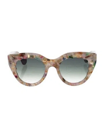 Pre-owned Krewe Charlotte Cat-eye Sunglasses In White