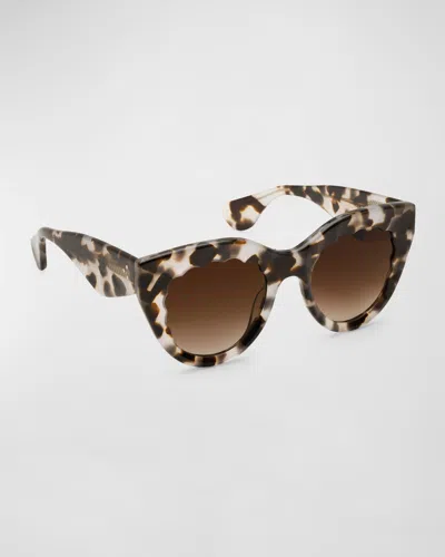 Krewe Charlotte Tortoise Acetate Cat-eye Sunglasses In Malt