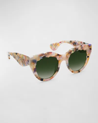 Krewe Charolette Multicolor Acetate Cat-eye Sunglasses In Burgundy