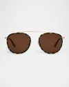 Krewe Chartres Acetate & Stainless Steel Aviator Sunglasses In Brown