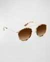 Krewe Chartres Mixed-media Aviator Sunglasses In Canary 18k