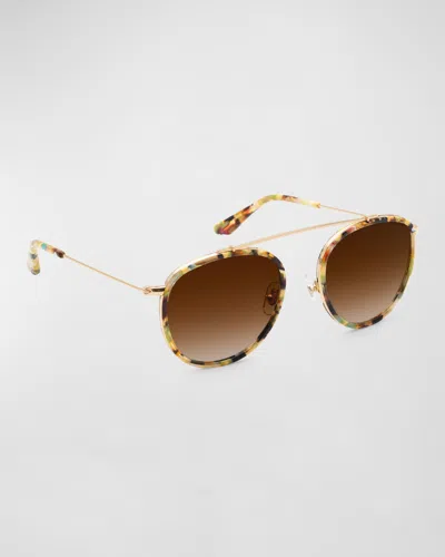 KREWE CHARTRES MIXED-MEDIA AVIATOR SUNGLASSES