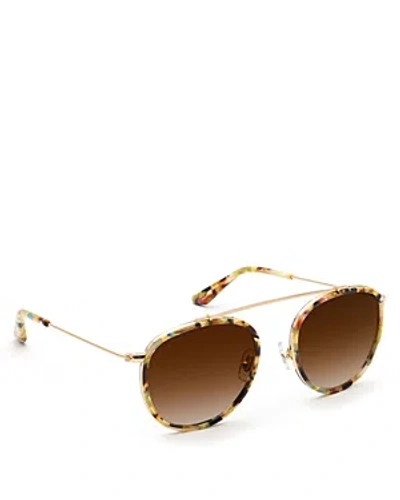 Krewe Chartres Mixed-media Aviator Sunglasses In Multi/brown Gradient