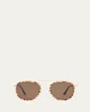 Krewe Chartres Titanium & Acetate Aviator Sunglasses In Caffe Dolce