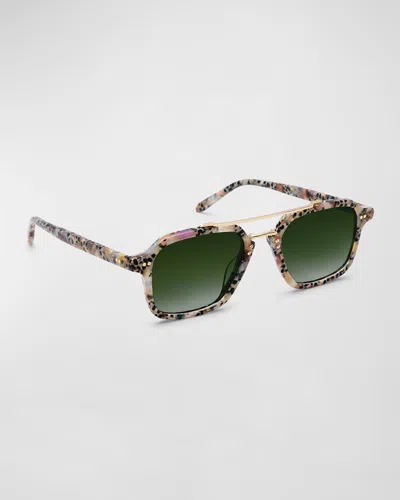 Krewe Colton Patterned Acetate Aviator Sunglasses In Poppy