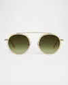 Krewe Conti Acetate & Stainless Steel Round Sunglasses In Green