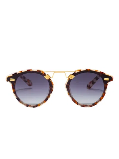 Krewe Du Optic Stl Nylon Tortoiseshell Round-frame Sunglasses