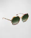 Krewe Jackie Acetate Geometric Round Sunglasses In Gelato