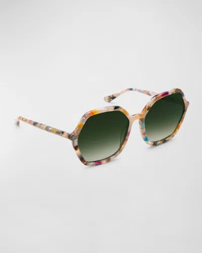 Krewe Jackie Acetate Geometric Round Sunglasses In Gelato