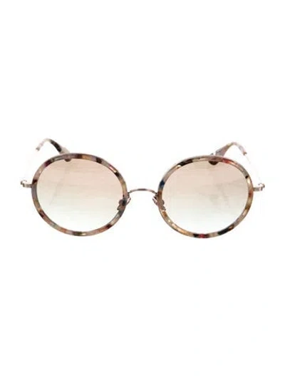 Pre-owned Krewe Luisa Round Sunglasses In Gold