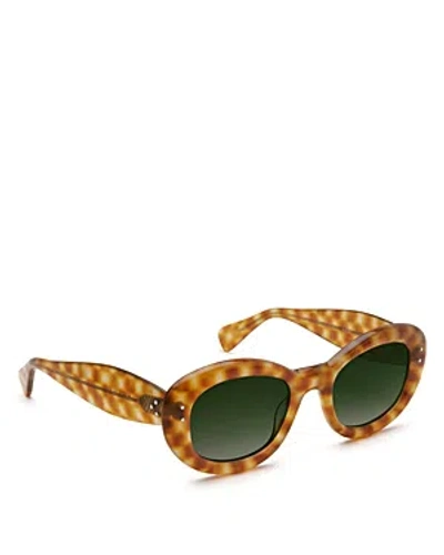 Krewe Margaret Checkered Acetate Oval Sunglasses In Brown/green Gradient