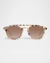Krewe Markle Acetate & Stainless Steel Round Sunglasses In Brown