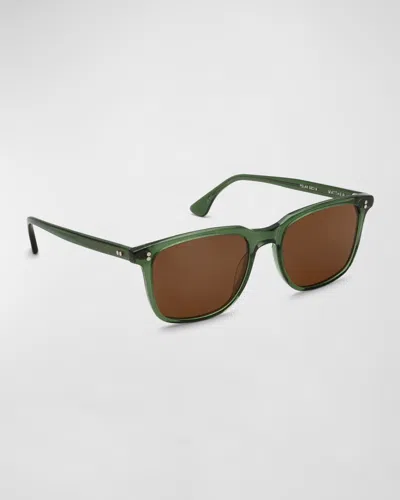 Krewe Men's Matthew Acetate Square Sunglasses In Green