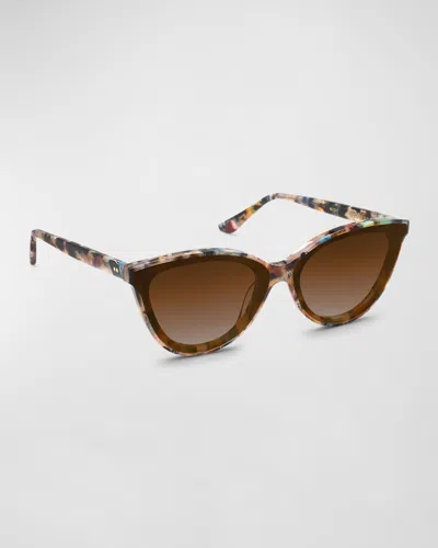 Krewe Monroe Nylon Acetate Cat-eye Sunglasses In Burgundy