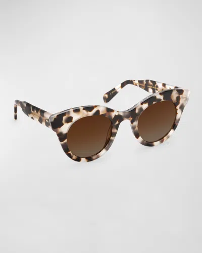 Krewe Olivia Patterned Acetate Cat-eye Sunglasses In Malt