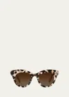 Krewe Olivia Patterned Acetate Cat-eye Sunglasses In Malt