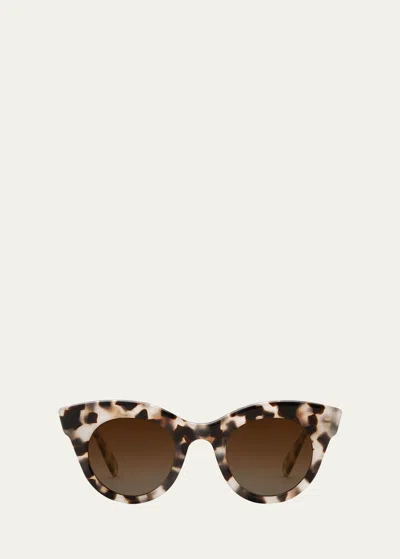 Krewe Olivia Patterned Acetate Cat-eye Sunglasses In Malt