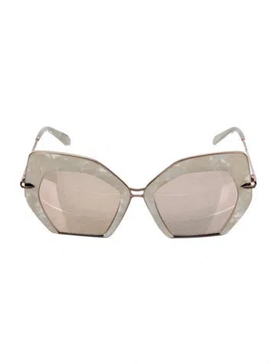 Pre-owned Krewe Oversize Tinted Sunglasses In White