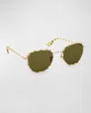 Krewe Pascal Acetate & Stainless Steel Round Sunglasses In 12k Titanium Oki Yuzu