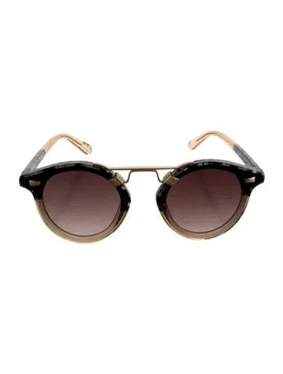 Pre-owned Krewe Round Gradient Sunglasses In Black