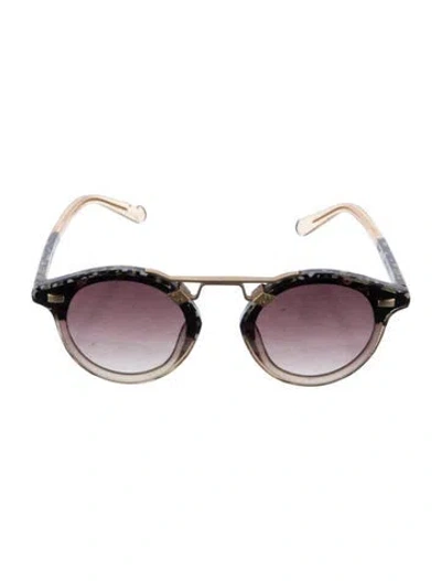 Pre-owned Krewe Round Gradient Sunglasses In Black/gold
