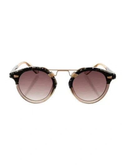 Pre-owned Krewe Round Gradient Sunglasses In Black/gold