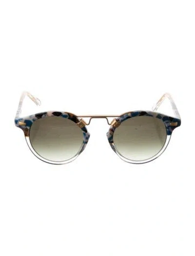 Pre-owned Krewe Round Gradient Sunglasses In Blue