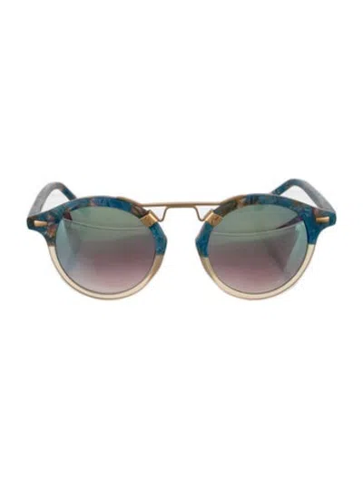 Pre-owned Krewe Round Gradient Sunglasses In Blue