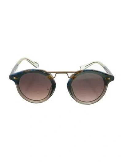 Pre-owned Krewe Round Gradient Sunglasses In Blue/gold