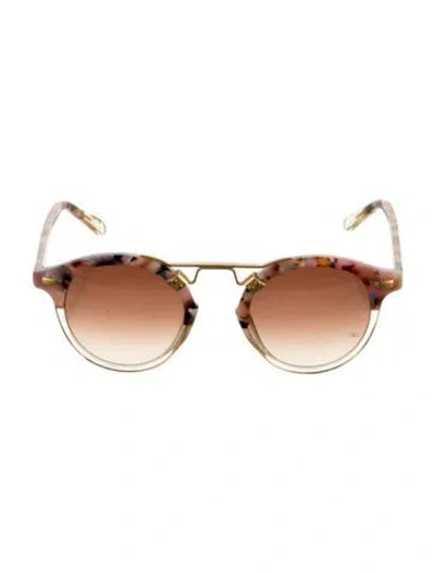 Pre-owned Krewe Round Gradient Sunglasses In Brown