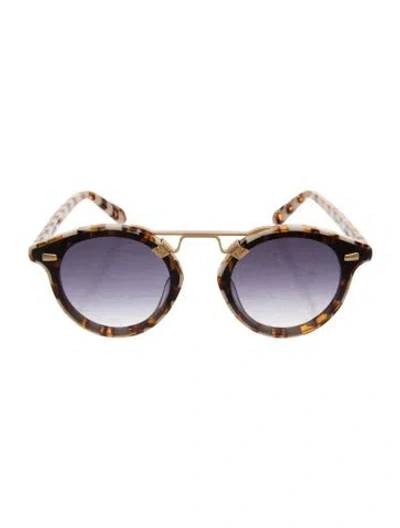 Pre-owned Krewe Round Gradient Sunglasses In Brown
