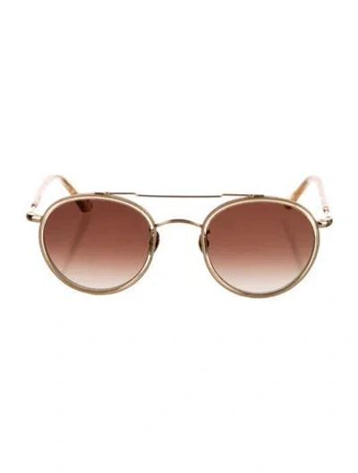 Pre-owned Krewe Round Gradient Sunglasses In Gold
