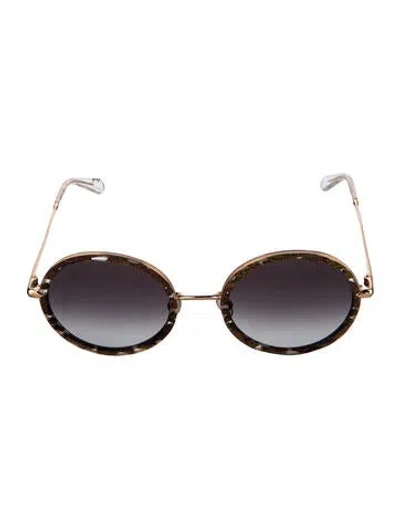 Pre-owned Krewe Round Gradient Sunglasses In Gold