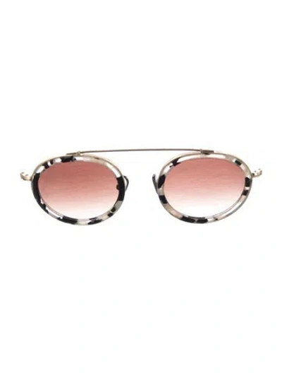 Pre-owned Krewe Round Gradient Sunglasses In Gold
