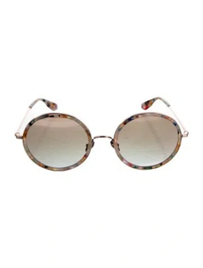 Pre-owned Krewe Round Gradient Sunglasses In Gold