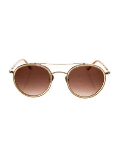 Pre-owned Krewe Round Gradient Sunglasses In Gold