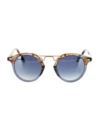 Pre-owned Krewe Round Gradient Sunglasses In Gold