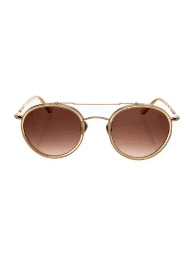Pre-owned Krewe Round Gradient Sunglasses In Gold