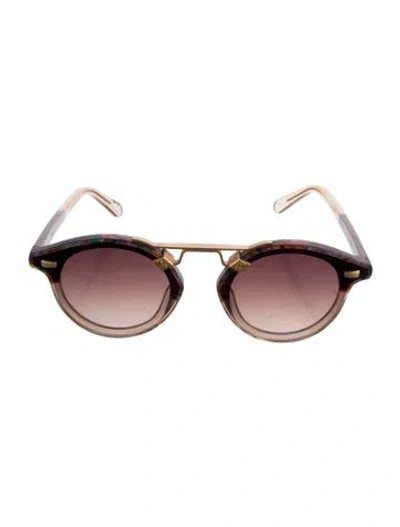 Pre-owned Krewe Round Gradient Sunglasses In Gold/purple