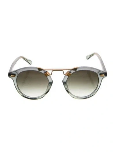 Pre-owned Krewe Round Gradient Sunglasses In Green