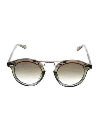 Pre-owned Krewe Round Gradient Sunglasses In Green