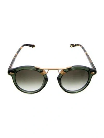 Pre-owned Krewe Round Gradient Sunglasses In Green